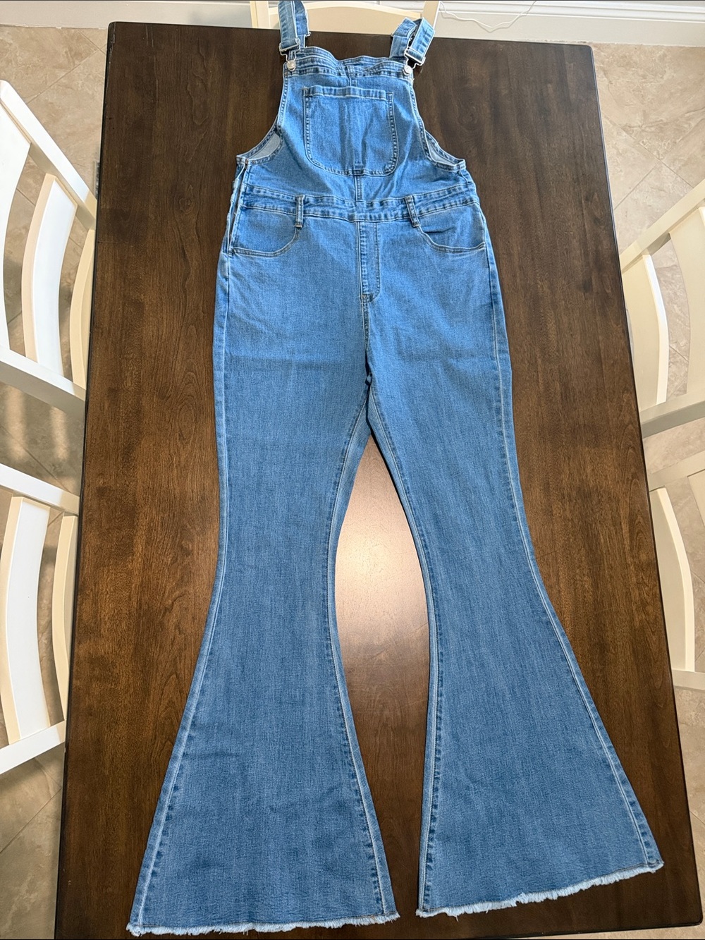 NWOT Pink Lily Light Blue Flared Denim Overalls L